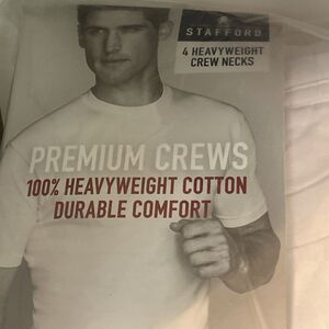 Stafford 4-Pack Men's Heavy Weight 100% Cotton Crew-Neck T-Shirt White XL NIB